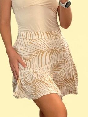 Roxy Cream Skirt with Tan Leaf Print